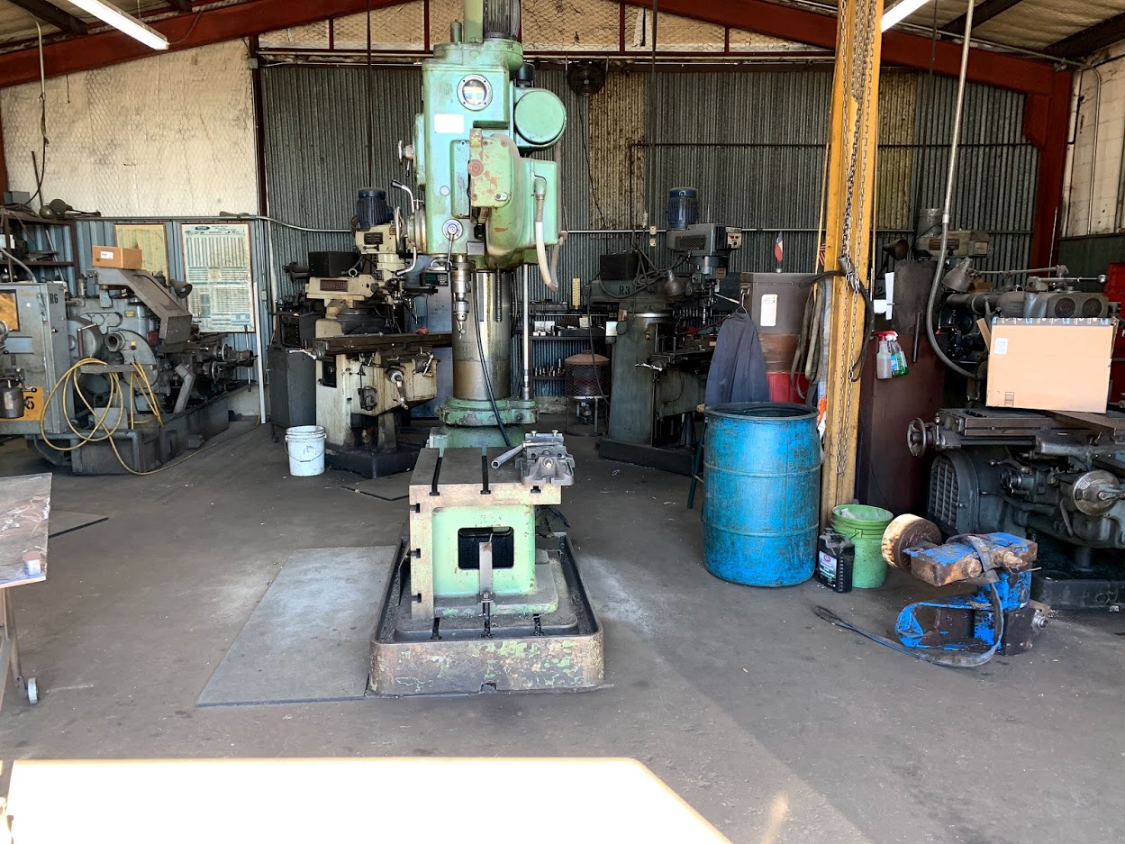 Close-up of a milling machine at Riggs Machine & Welding in Stephenville, TX